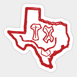 Red TX Eyes Texas Grunge Smiling Face Sticker